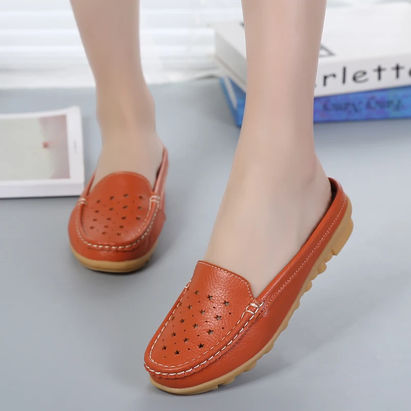 Летняя женская обувь модные мягкие удобные женские тапочки Кожаные слипоны
