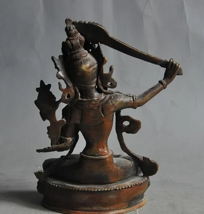 JP S1151 Старый тибетский буддизм бронзовый позолоченный меч tara Bodhisattva богиня Бог