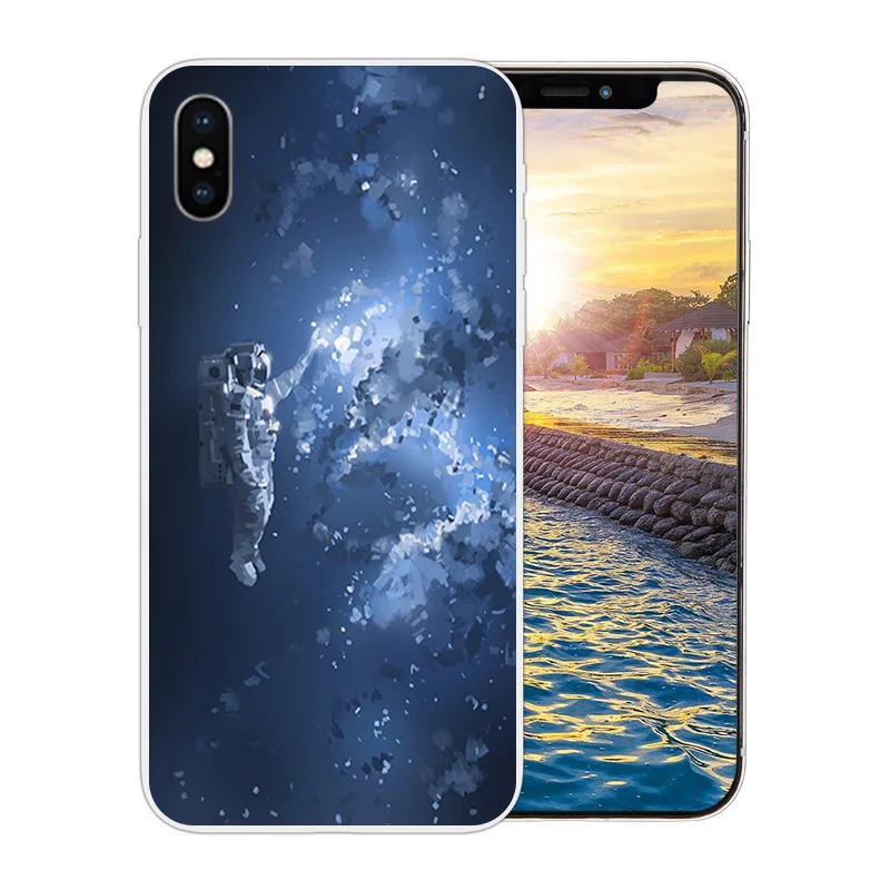 for iPhone X 10 Phone Cases Clear Soft Silicone Apple 6 6s 7 8 Plus Matte TPU Space World Pattern 5S 5C SE Coque |