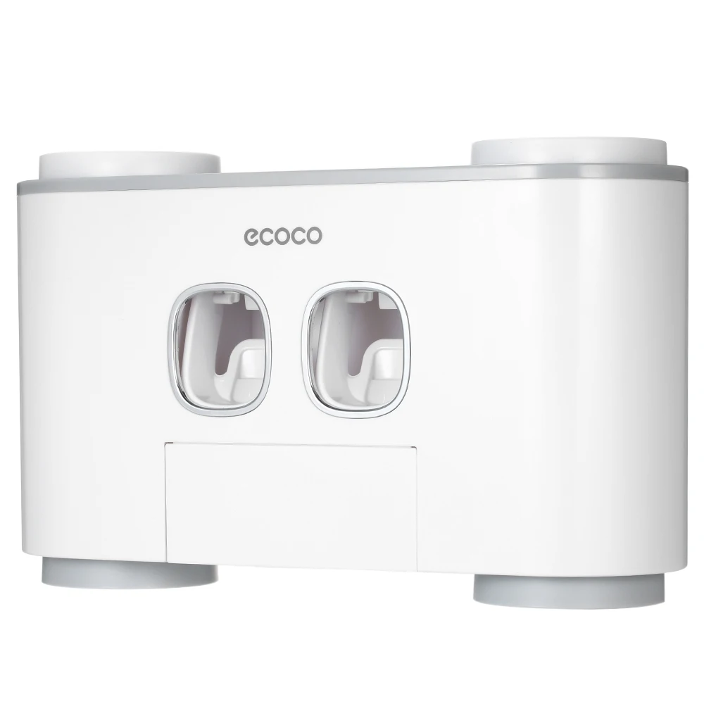 Настенный держатель для зубных щеток ECOCO с 2 дозаторами для зубной пасты, 4 стакана и 5 слотов для зубных щеток, Стеллаж Для Хранения Туалетных принадлежностей в ванной комнате