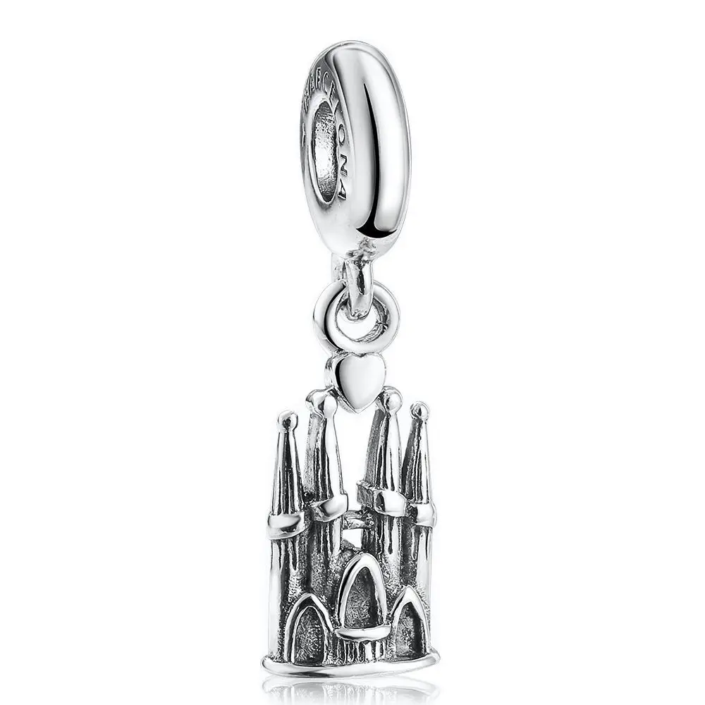 WYBEADS Fine 925 пробы Серебряный Sagrada Familia талисманы Кулон Европейский бисера Fit Браслет