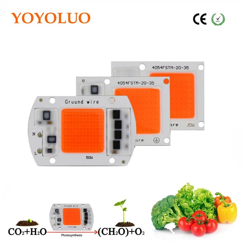 20W 30W 50W полными спектрами 380-840nm Светодиодный прожектор светильник COB Чип AC220V DIY Фито лампа для выращивания светильник для посева семян цветок, растение, свадебная брошь