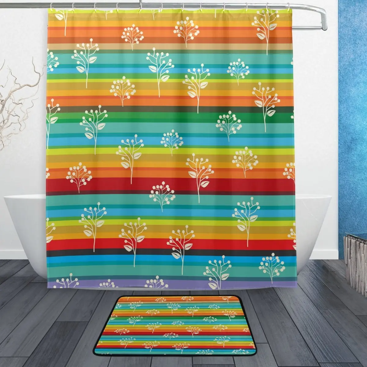 Цветная полоса абстрактный лист дерева Водонепроницаемый полиэстер ткань