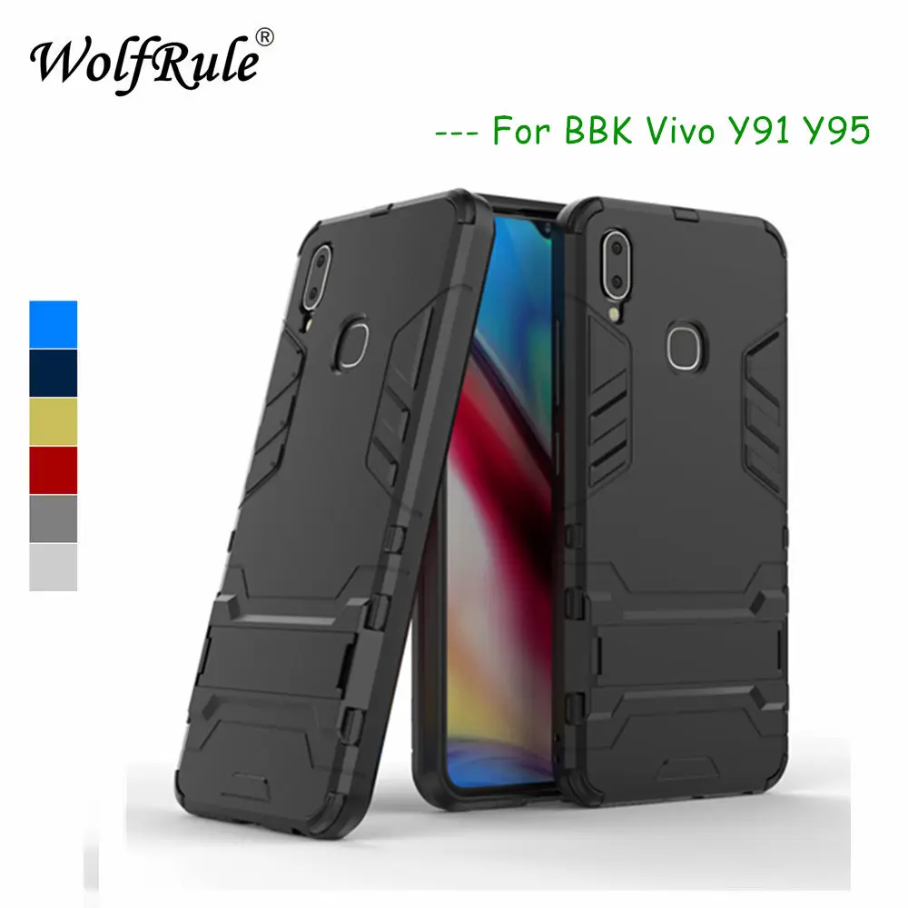 

WolfRule Case BBK VIVO Y91 Cover Soft Rubber + Plastic Kickstand Case For VIVO Y95 Case Phone Shell Vivo Y91 / Y95 Fundas 6.22"