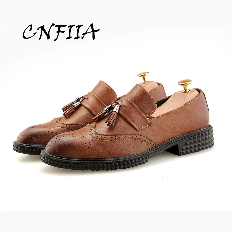 CNFIIA Men Loafers Moccasins Leather Shoes Black Brown Gray Classic Tassel 2018 Fashion Brand Quality New | Обувь