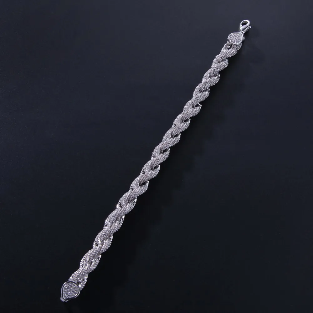 UWIN Micro Pave кубический цирконий Веревка Браслеты для мужчин 8 мм Полный Bling Золотой Цвет CZ Модный браслет в стиле хип-хоп ювелирные изделия