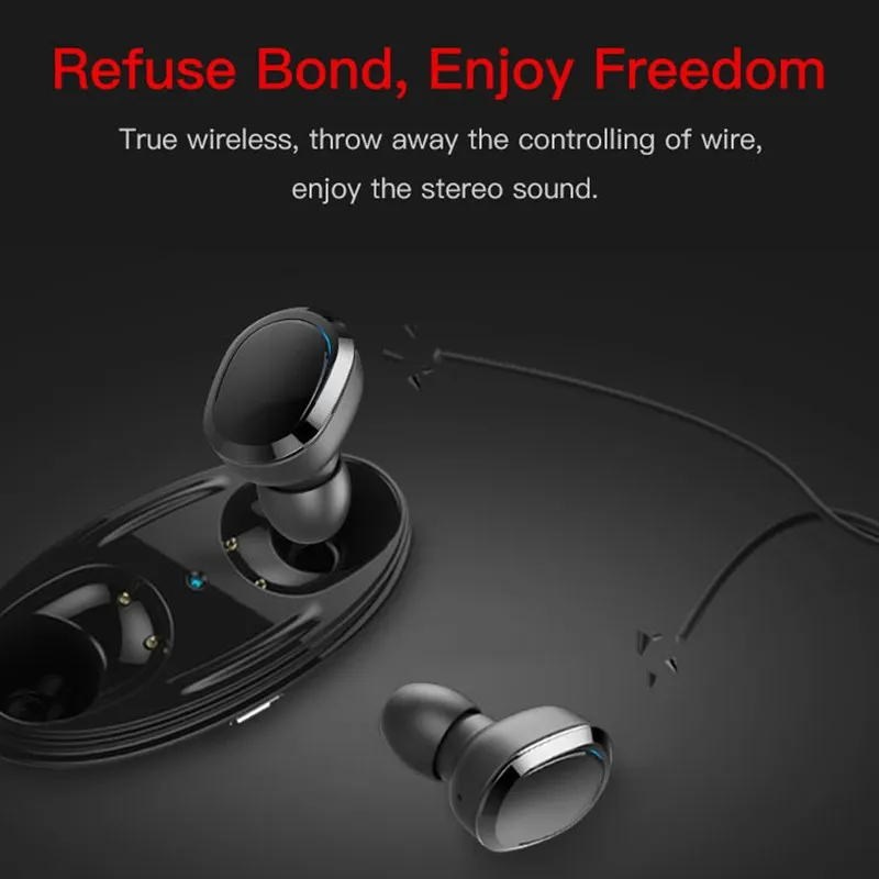 Беспроводные Bluetooth наушники True TWS мини беспроводные с чехлом для зарядки стерео