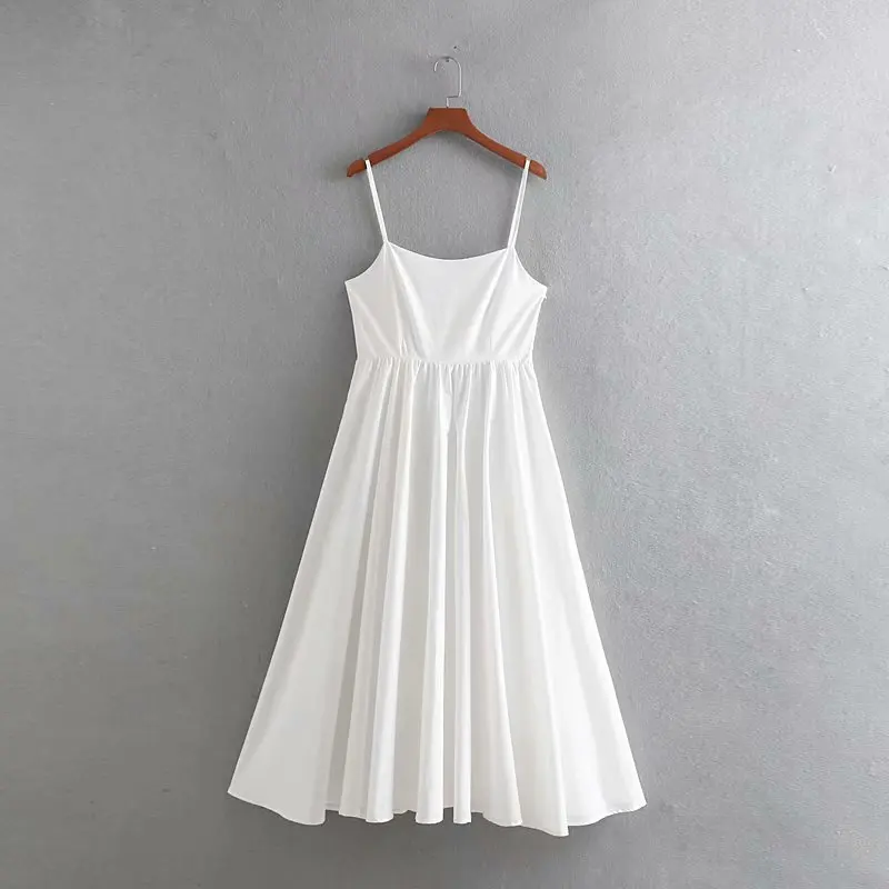 2019 летнее женское белое платье из хлопчатобумажного поплина на тонких