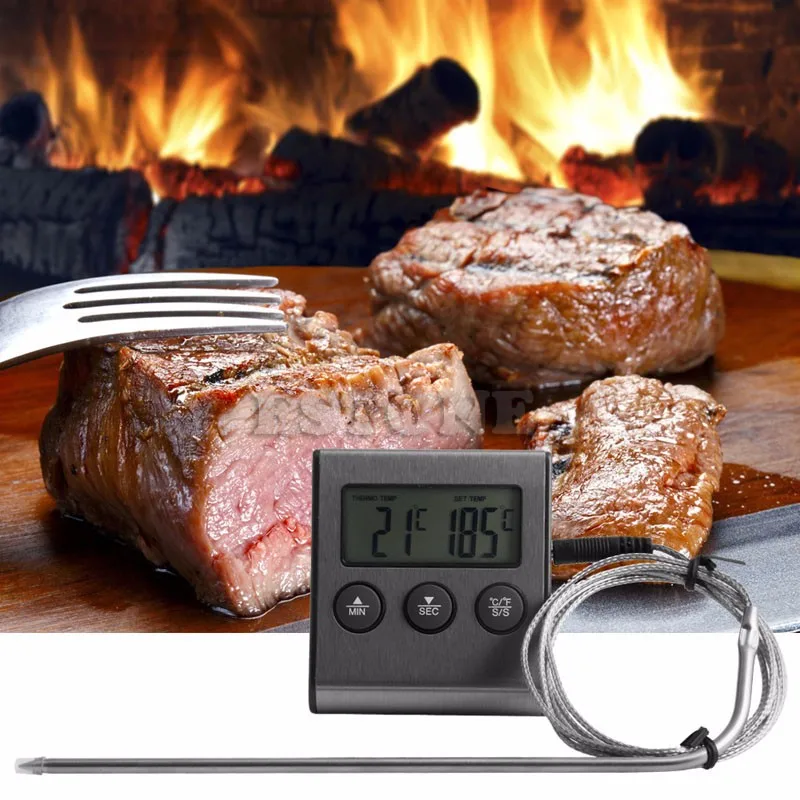 AIMOMETER Цифровой зонд духовка и мясо термометр таймер для барбекю гриль еда
