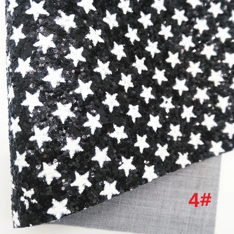 BLACK Chunky Glitter Canvas Sheet, 8"x11" Glitter Sheets, Plaids Stars Faux Leather Sheet For Hair Bow& Earring Fabric XM052