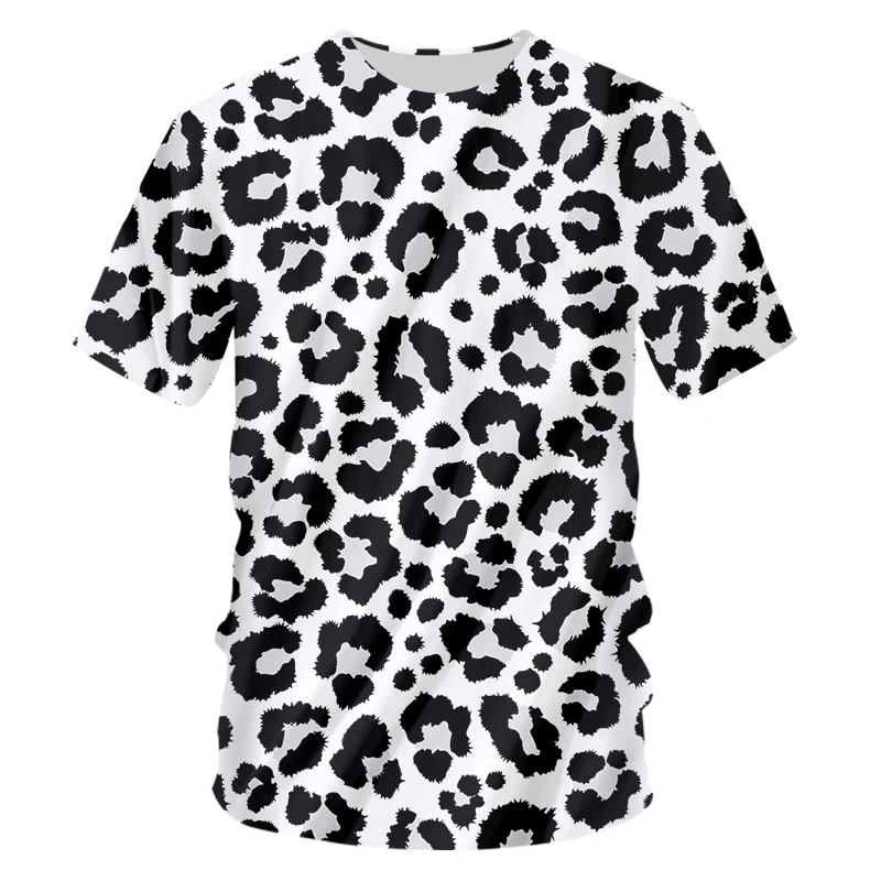 OGKB Мужская футболка с круглым вырезом и 3D принтом в виде снежного леопарда