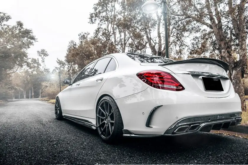 W205 AMG & C63 Стайлинг автомобиля настоящая карбоновая задняя плоская боковая юбка