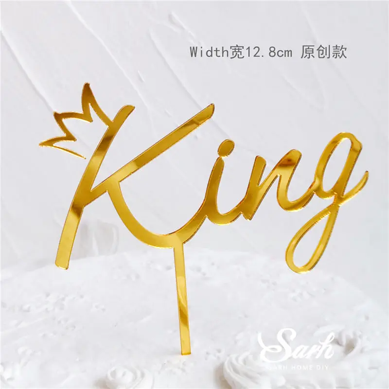 2pc king Золотой Король Королева торт Топпер С Днем Рождения блестящая рука письмо украшение на День святого Валентина вечерние принадлежности прекрасный подарок - Цвет: 2pc king