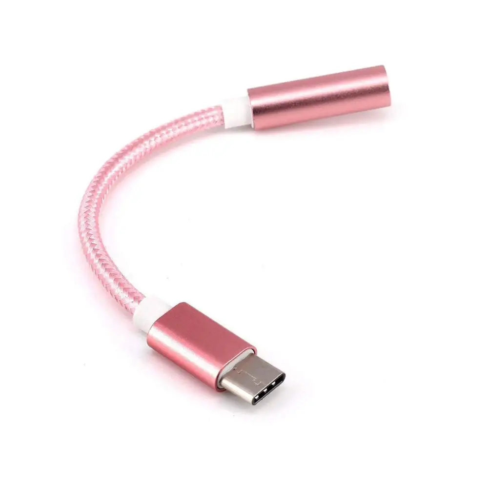 Tonbux Aux Кабель-адаптер из нейлона USB-C type C до 3,5 мм аудио кабель музыкальный адаптер Aux разъем для наушников для Google huawei - Цвет: Color 2