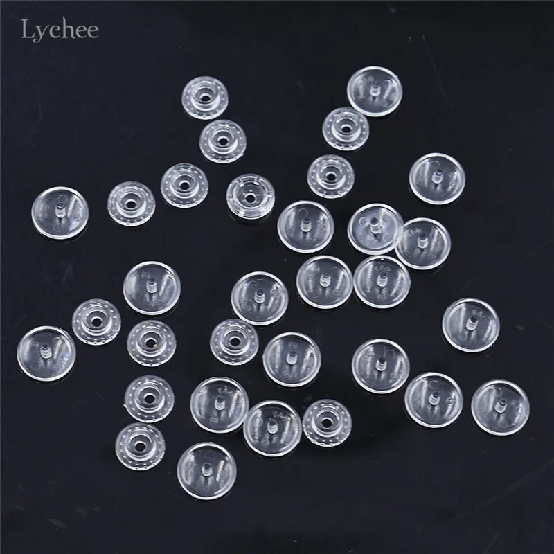Lychee Life 50 комплектов прозрачные пластиковые застежки для кнопок 12 мм прозрачная