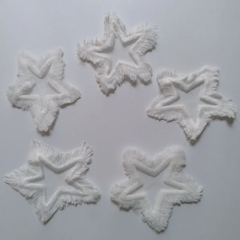 5 шт./лот белые нашивки со звездами для одежды декоративные вышивка аппликация