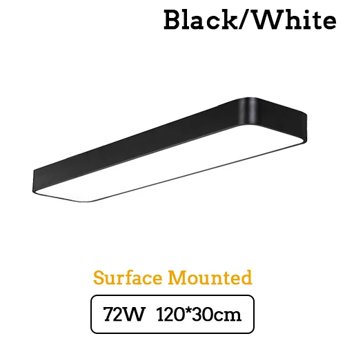 72W 120x30cm Современный светодиодный потолочный светильник, прямоугольная офисная лампа, освещение для поверхностного монтажа, приспособление для спальни, гостиной, панель дистанционного управления, 220 В, 110 В - Цвет корпуса: 72W 120x30cm