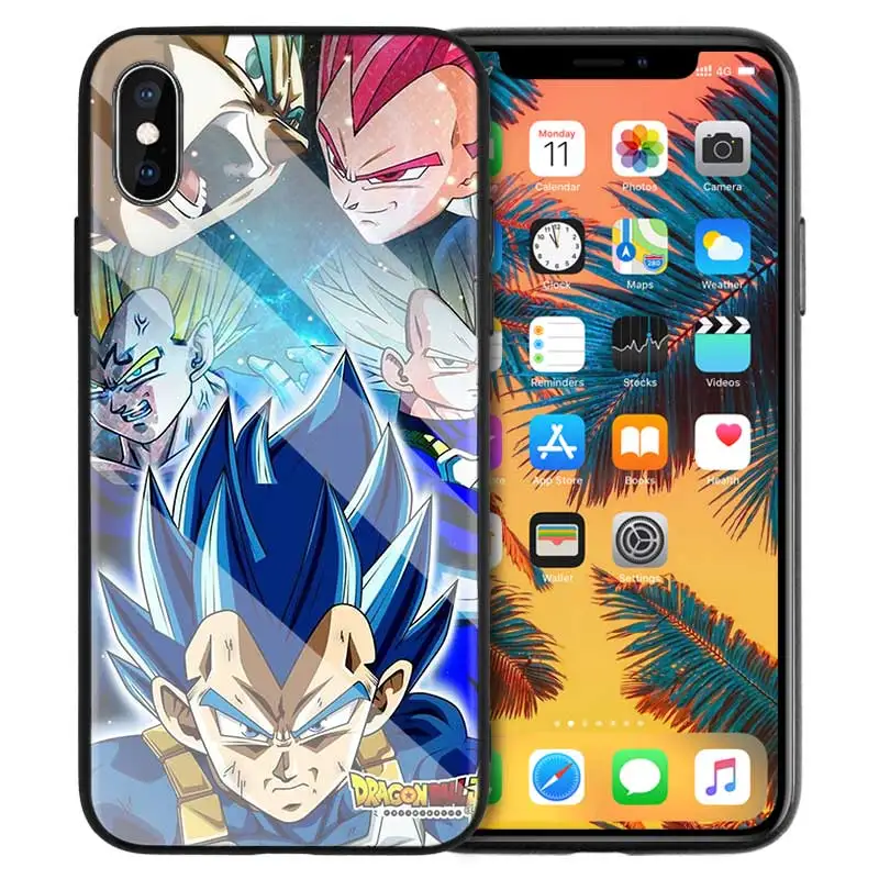 Чехол из закаленного стекла для iPhone 7, чехол для телефона iPhone 8, 6, 6 S, 11, 11 Pro, X, XR, XS MAX Plus, Dragon Ball, Vegeta, манга, мультяшный чехол - Цвет: 07