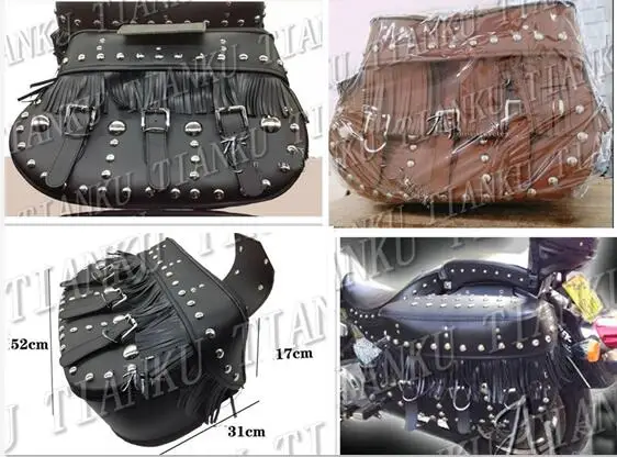 Мотоциклетная Боковая Сумка из искусственной кожи седельные сумки для Yamaha VStar 400
