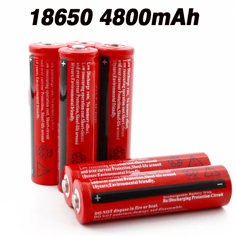 18650 Батарея 3 7 V 4800 mAh литий ионная аккумуляторная батарея для светодиодный