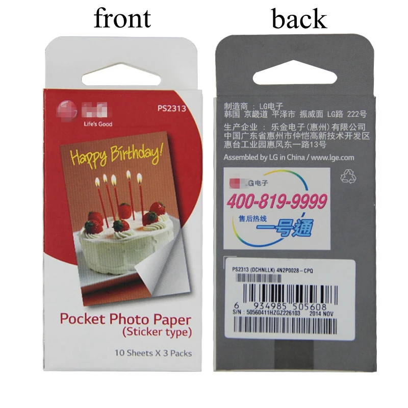 60 листов фотобумаги Zink PS2203 смарт мобильный принтер для LG фотопринтер PD221/PD251 PD233 PD239 печатная бумага паста