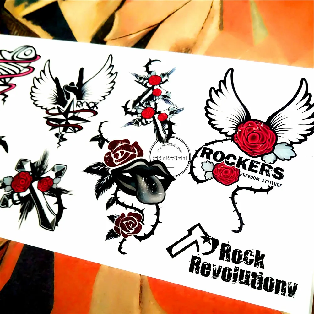 SHNAPIGN временная татуировка с крестом для губ боди арт на руку наклейка s 17*10 см