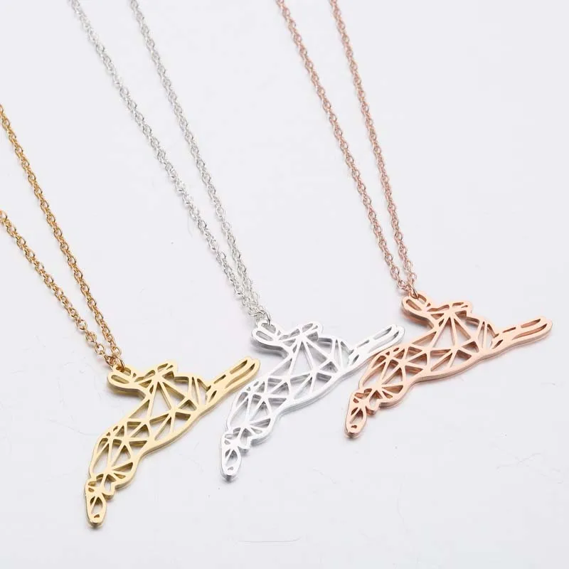 Yiustar Элегантное животное кроличье геометрическое ожерелье кролика женщины девушки оригами ювелирные изделия лучший подарок на Рождество для лучшей подруги.