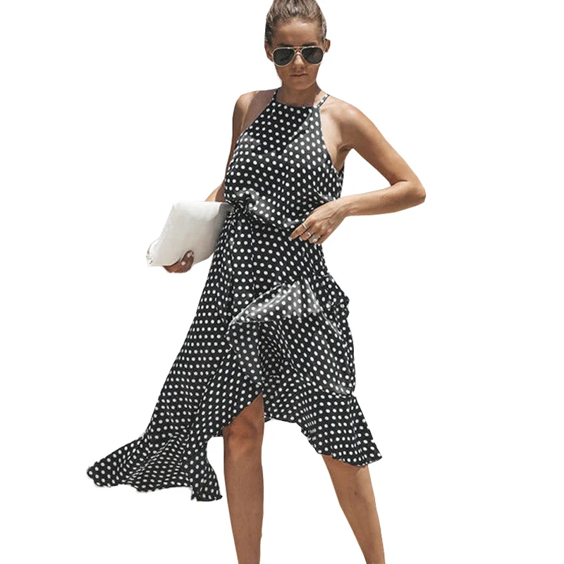 BHplushyee vestidos verano 2018 летнее платье Для женщин Мода Холтер Ruffles вечерние нерегулярные