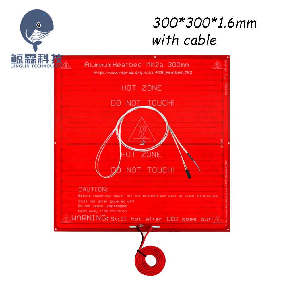 MK2A RepRap RAMPS 1,4 PCB 300*300*1,6 мм Тепловая MK2A+ светодиодный+ резистор+ кабель+ 100k Ом термисторы PCB Тепловая кровать для 3D-принтера