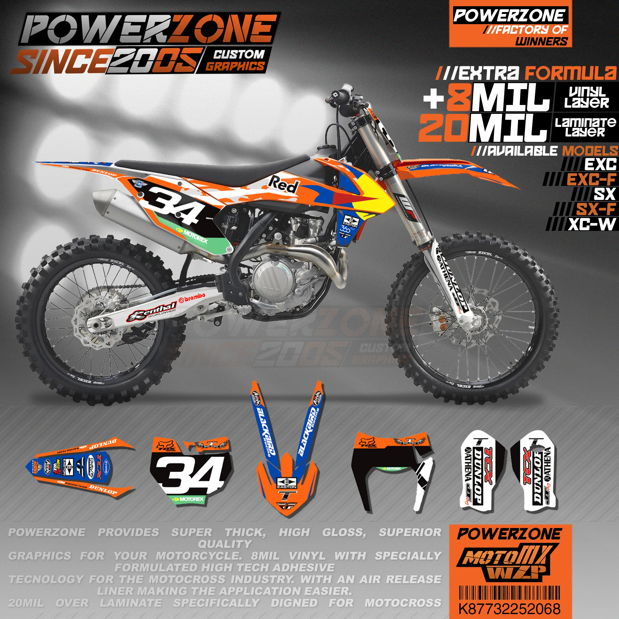 Персонализированные графические фоны PowerZone Team наклейки 3M Набор наклеек для KTM SX SXF