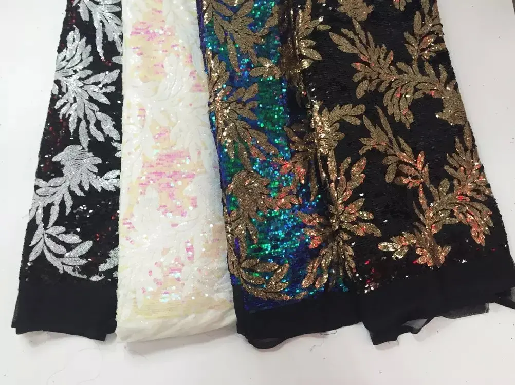 

Free Shipping!High Quality French Silk Material Beautiful African Lace Fabric With Sequins for wedding dresses ALC-XR1