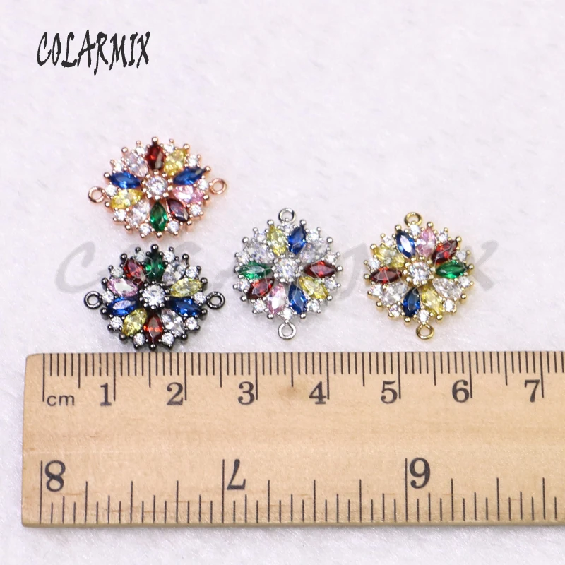 

8 Pcs Fashion Flower zircon charms Mix color jewelry charms Colorful zircon charms Gift for lady 5295