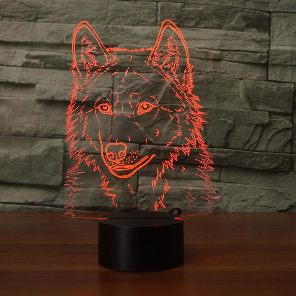 3D ночной Светильник ламинария, голова волка, настольная лампа, светодиодный USB, 3d лампа, лампа для сна, лампа для спальни, подарок для детей, игрушки
