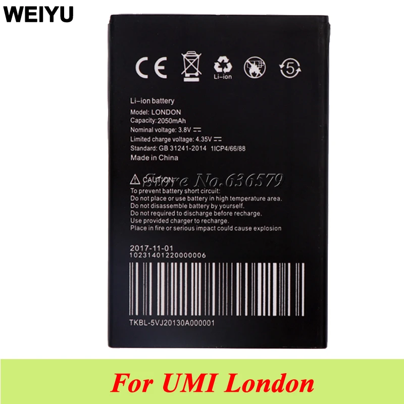 

10PCS/LOT For UMI London Battery 2050mAh Bateria Batterij Accumulator