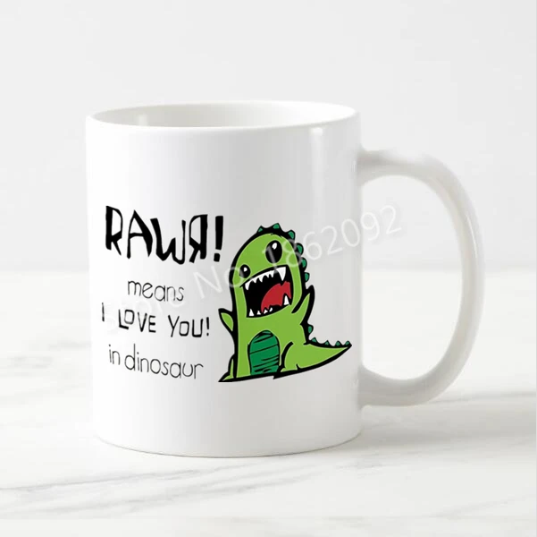 Популярная забавная кружка для кофе Rawr с динозавром Я тебя люблю чашка чая и пива