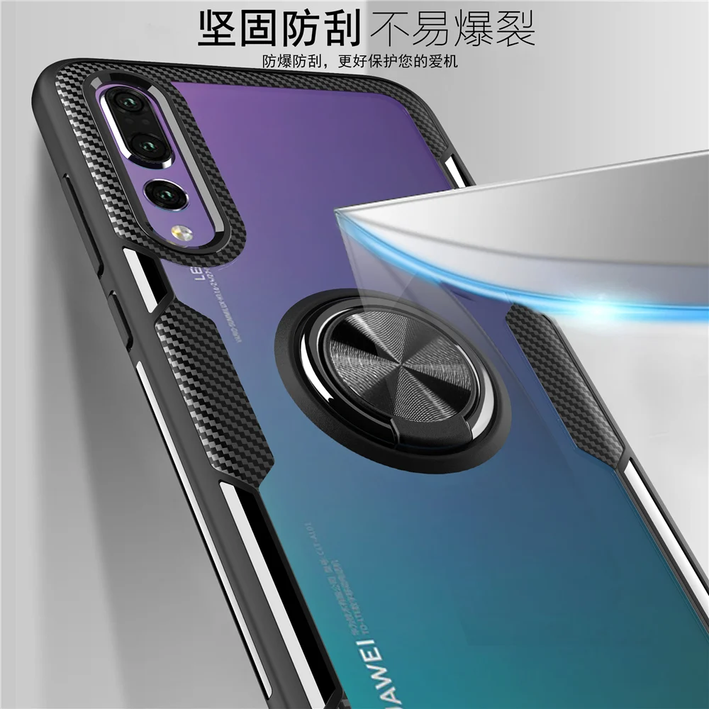 Tempered Glass Cases for Huawei Mate 20 Pro Case Magnetic Finger Ring Car Holder Cover P20 Lite Honor 8X Max Play |
