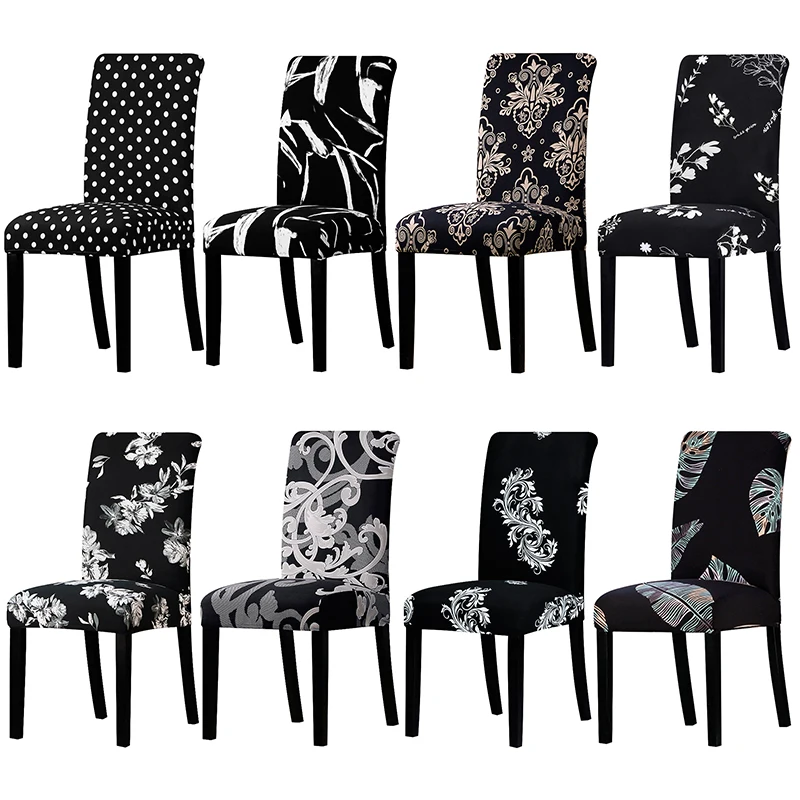 1/2/4/6 Pieces Printed Chair Cover Washable Big Elastic Kitchen Chair Covers Stretch Seat Slipcovers For Dining Room Wedding