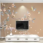 Фотообои с изображением цветущего персика, цветка, птицы, для гостиной, домашнее искусство на стену, Декор, настенная бумага в рулоне, 3d обои с цветами