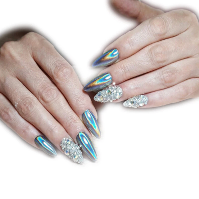 Новый голографический порошок Радужное Сверкающее зеркало для ногтей Блестящий