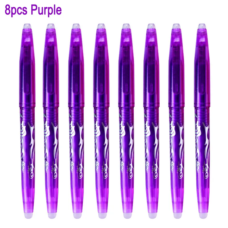 8x Purple set 8 шт./компл. 0,5 мм стираемая ручка Цвет Фул 8 расцветок волшебная ручка с гелевыми чернилами Рисование инструмент для живописи студент приспособления для канцелярских принадлежностей - Цвет: 8x Purple set