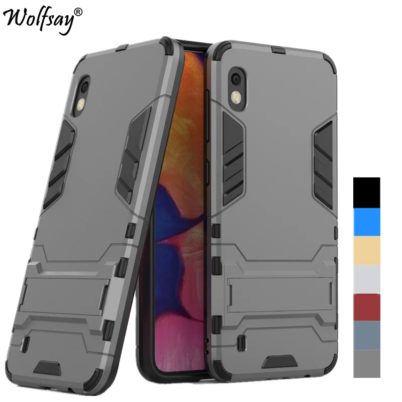 

Wolfsay For Case Samsung Galaxy A10 Case Shockproof Hybrid Shell Stand Silicone Armor Back Case For Samsung A10 Cover A105F/DS