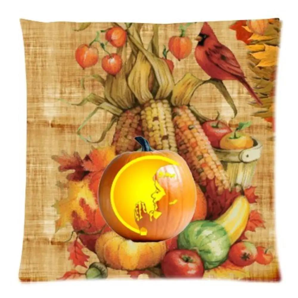 

Happy Thanksgiving day Harvest FestivalPillowcase Square Throw Decorative Pillowcase 16x16 /18x18 /20x20/20 X 30 Inch