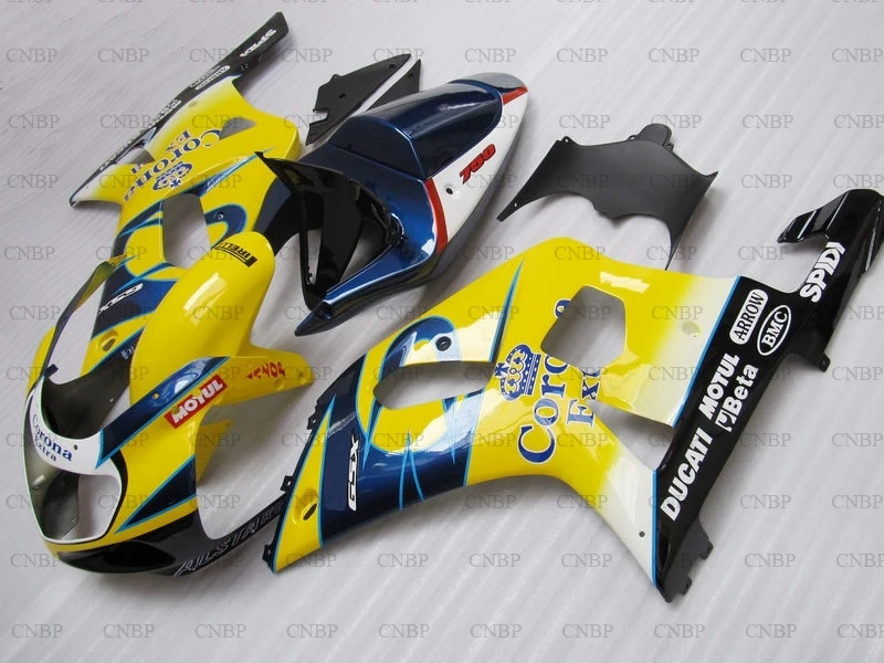 GSX R 600 750 1000 2000 2003 K12 Обтекатели GSXR600 GSXR750 GSXR1000 01 00 Желтый Черные Пластиковые