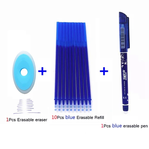 12Pcs blue set 10/12/20 шт./лот Цвет стержень со стираемыми чернилами Шариковая ручка комплект 0,5 мм стираемая ручка моющиеся ручка стержень для школьные канцелярские принадлежности - Цвет: 12Pcs blue set