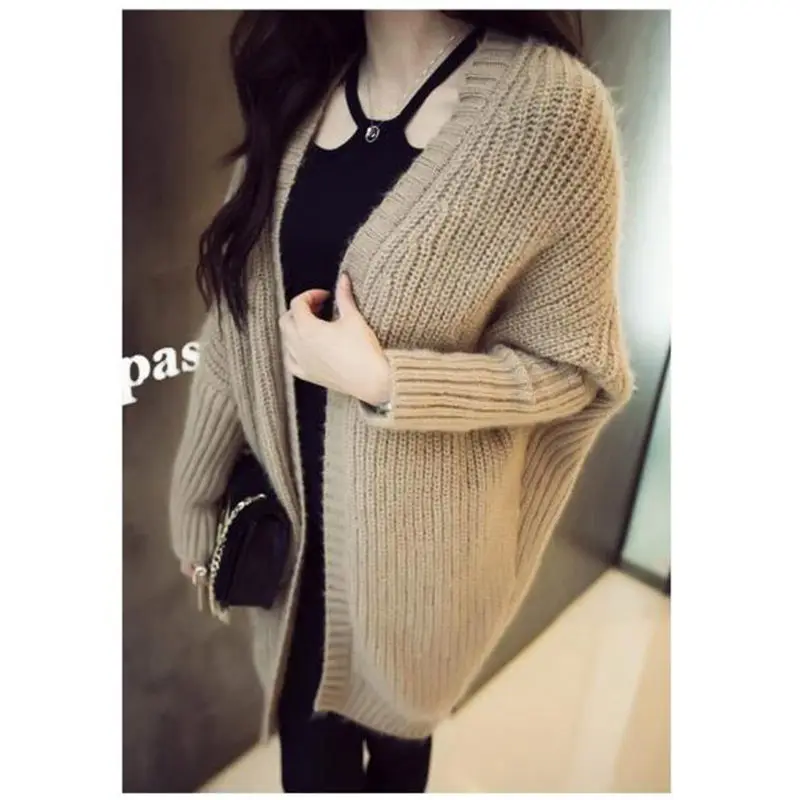 Autumn Sweater Women New Bat Sleeve Loose Large Size Fashion Jacket Female Long Knit Mohair Cardigan f1120 |