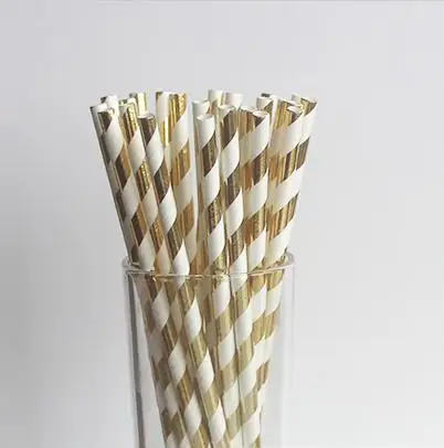 Послушание Экологичные Фольга серебро/золото полоса смешанные Бумага Трубочки