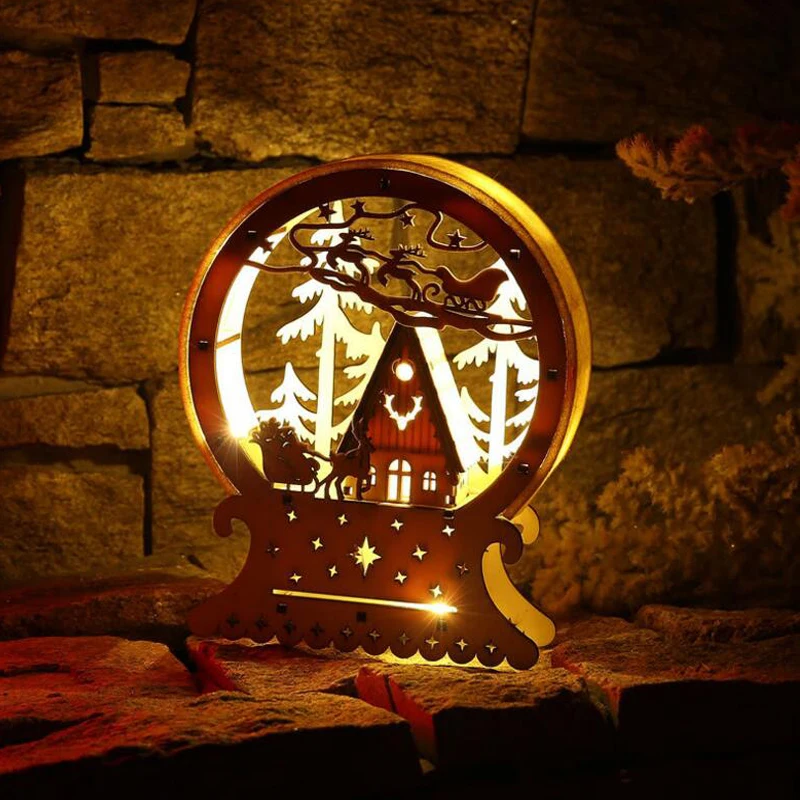 3D Деревянный Лось теплый белый свет ночи 19*15*4 см Night LED лампа для рождественской