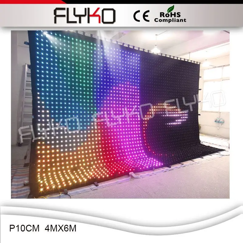Сценический декоративный светильник гибкая светодиодная занавеска CE ROHS Flyko DMX P10