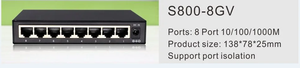 8 Порты и разъёмы переключатель RJ45 гигабитный Ethernet-коммутатор с 8 Порты и разъёмы 10/100/1000M сетевой коммутатор