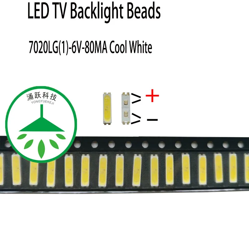 100 шт./лот обслуживание светодиодной подсветки ld tv 6v 80ma 7020 лампы бусины холодный